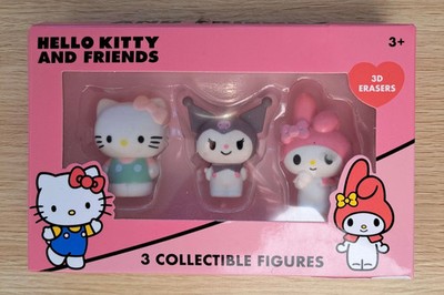 Sanrio Hello Kitty 3D Radiergummis 3er Pack - Kuromi My Melody (Box Wear + Eye Defekt)