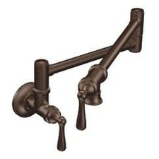 Moen S664 Traditional Pot Filler Double Handle Wall Mount Kitchen - Bronze