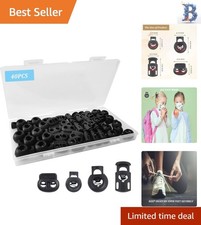 40 Pcs High-Quality Plastic Cord Locks - Perfect for Shoelaces  More in 4 Sizes