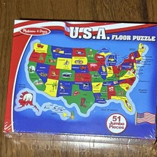 Melissa  Doug USA Map Floor Puzzle Extra Large 51 Jumbo Pieces Ages 3 