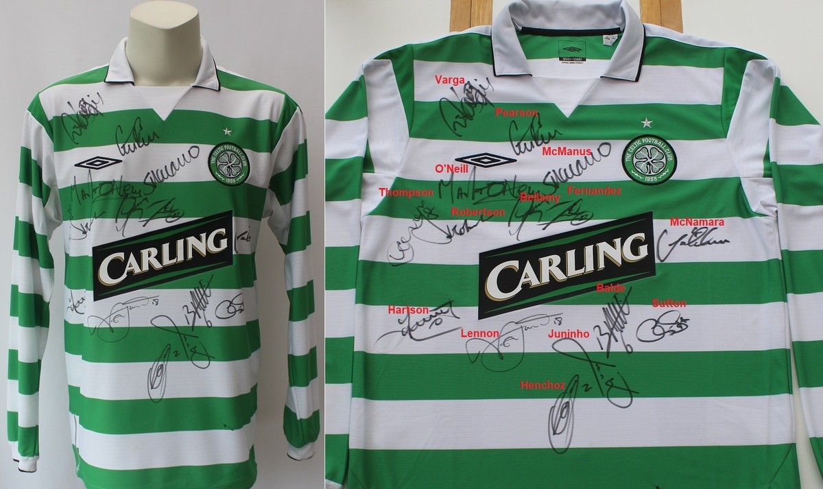 2004-05 Celtic Scottish Cup Winners Home Shirt Squad Signed inc