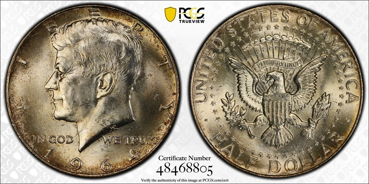 PCGS Certified MS 64 Graded 1964 Kennedy US Half Dollars (1964-Now