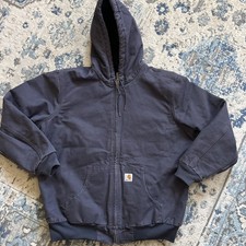 Carhartt WJ130 COA Womens XL Gray Blue Washed Duck Lined Jacket Coat Hood