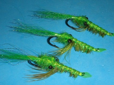 FLY FISHING FLIES - Grn-Chart SQUAMISH POACHER Steelhead Prawn, size 1/0 (3 pcs)