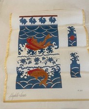 Needlepoint Canvas RARE Japanese Koi Fish Retired Elizabeth Turner handbag
