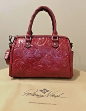 NWT PATRICIA NASH SARINA CROSSBODY SHOULDER BAG TOOLED LEATHER LAVA-RED w/STRAP