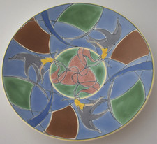 Rare Poole Pottery Studio Dish Bowl With Dolphin Design