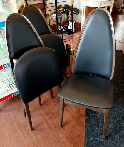 MCM Atomic Stackmore Folding Chair Lot of 3 1960's Well Made Black Dark Wood