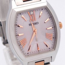 SEIKO Ladies LUKIA Radio Wave Control Solar Watch Pale pink Dial Diamond Accent