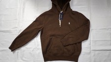 NEW POLO RALPH LAUREN MEN'S CLASSIC FLEECE LONG SLEEVE BROWN HOODIE SIZE S