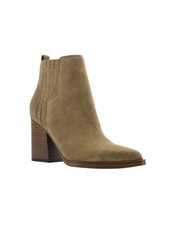MARC FISHER Womens Beige Back Pull-Tab Matter Toe Block Heel Leather Booties 9 M