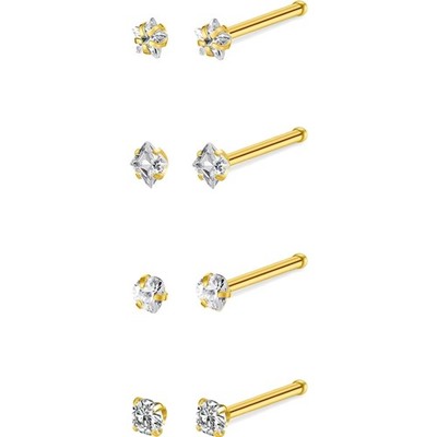 Nasenpiercing Edelstahl 4er Pack Gold Silber 20G 22G CZ Nasenstecker Damen He...
