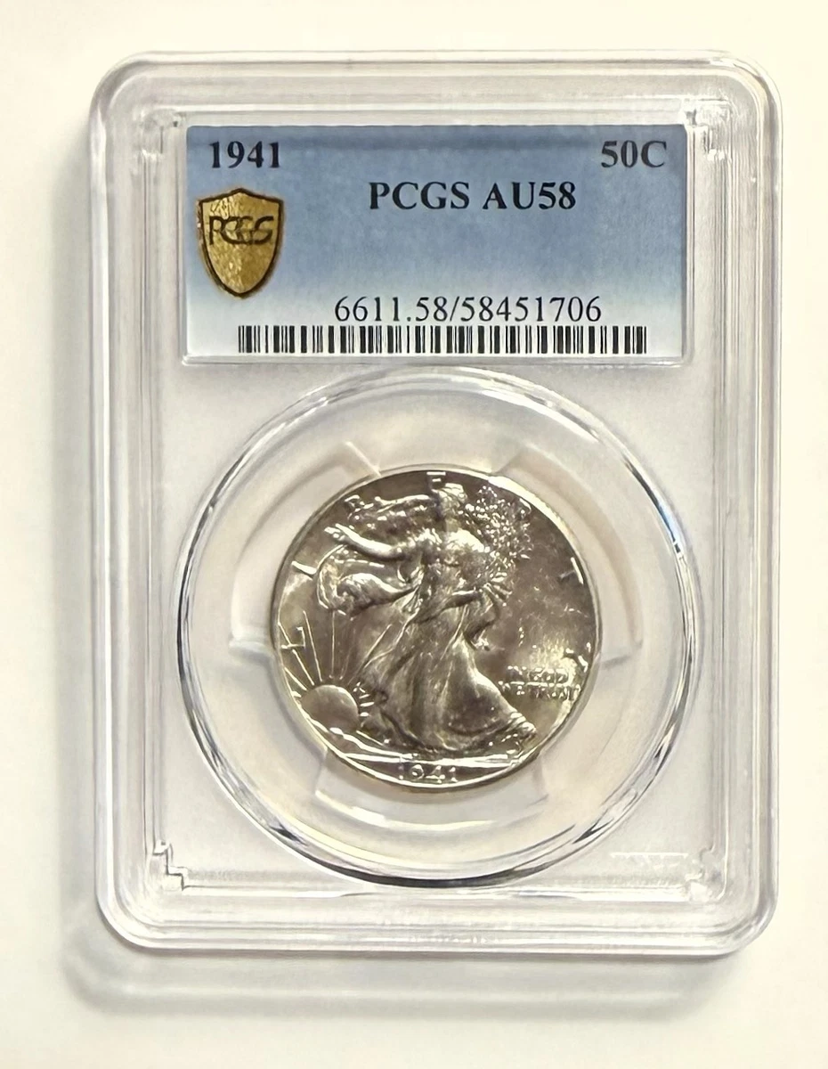 AU 58 Graded 1941 Year Liberty Walking Half Dollars (1916-1947