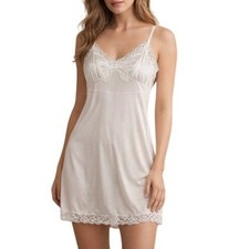 Vtg Vassarette Underneath It All Slip Dress 38F Antron Nylon Lace Angel Coquette