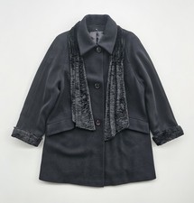 Vintage Design Manfred Mettner Wolle Kaschmir Mantel Schwarz made in Italy