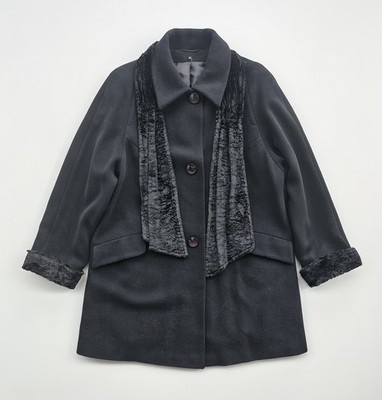 Vintage Design Manfred Mettner Wool Cashmere Coat Black Made in Italy