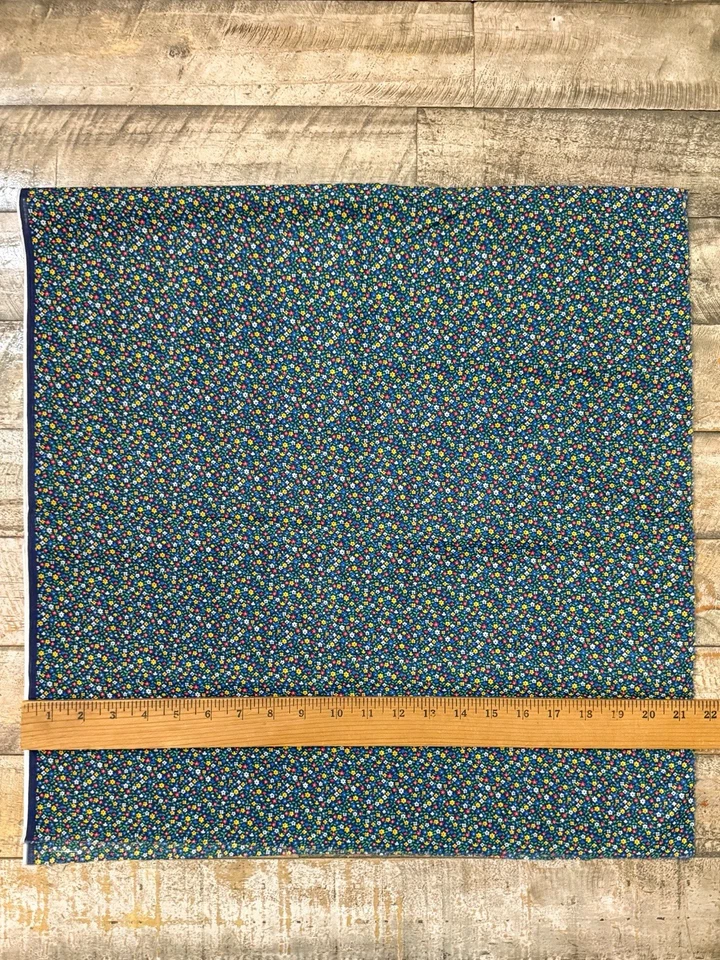 Vintage Calico Fabric Lot Small Tiny Floral Yellow Red Blue Retro Remnants - Image 3 of 4