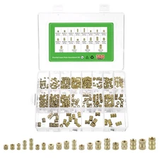 380Pcs M2 M2.5 M3 M4 M5 M6 Knurled Insert Nuts, Brass Threaded Embedment Nuts
