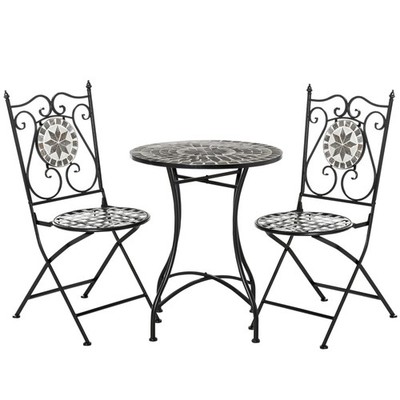 Garten Balkonmöbel Set 3-teiliger Mosaiktisch+2 faltbare Stühle Keramikfliese