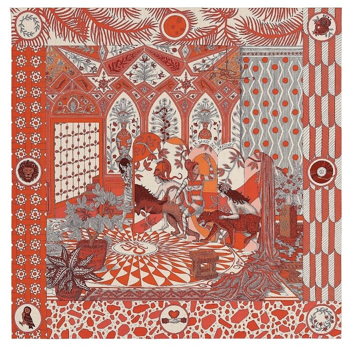 Hermes Shawl Scarf Stole La Danse des Amazones Orange
