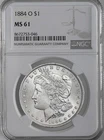 1884-O  $1  MORGAN SILVER DOLLAR  "NEW ORLEANS"  NGC MS61  #8672753-046