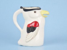 Vintage Procelain PARROT CREAMER Pitcher Bird Black Red White