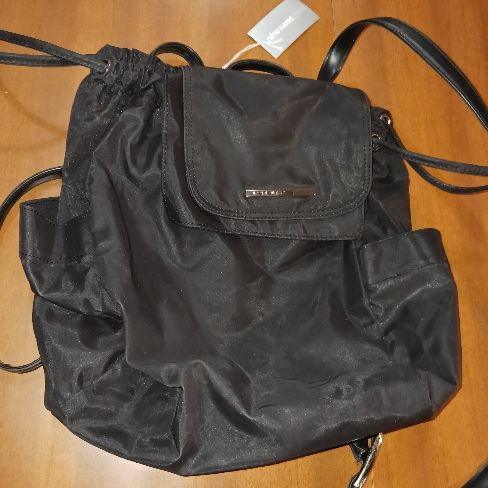 Nine West Black Polyester Backpack Purse Shoulder Bag Crossbody Unisex Bag