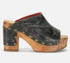 Bed Stu DEVA Mule Clogs Platform Sandal Black Lux Distressed Leather Sz 9.5 NIB