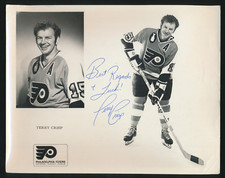 1974-75 Philadelphia Flyers Glossy Team Issue -TERRY CRISP *Autographed*