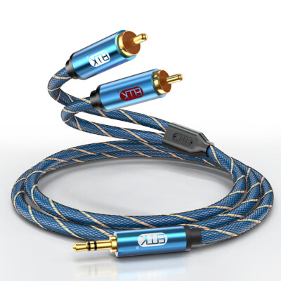 EMK AUX 3.5mm to 2RCA Audio Cable 2RCA for phone to Subwoofer Speaker Cable 5ft