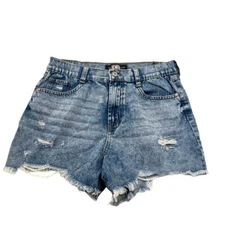 Rewash Women’s Juniors Sz 7/28 Cut Off Denim Shorts Light Wash Distressed Cotton