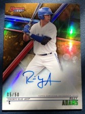 2018 Bowman's Best Baseball Autograph Riley Adams Gold Refractor 05/50
