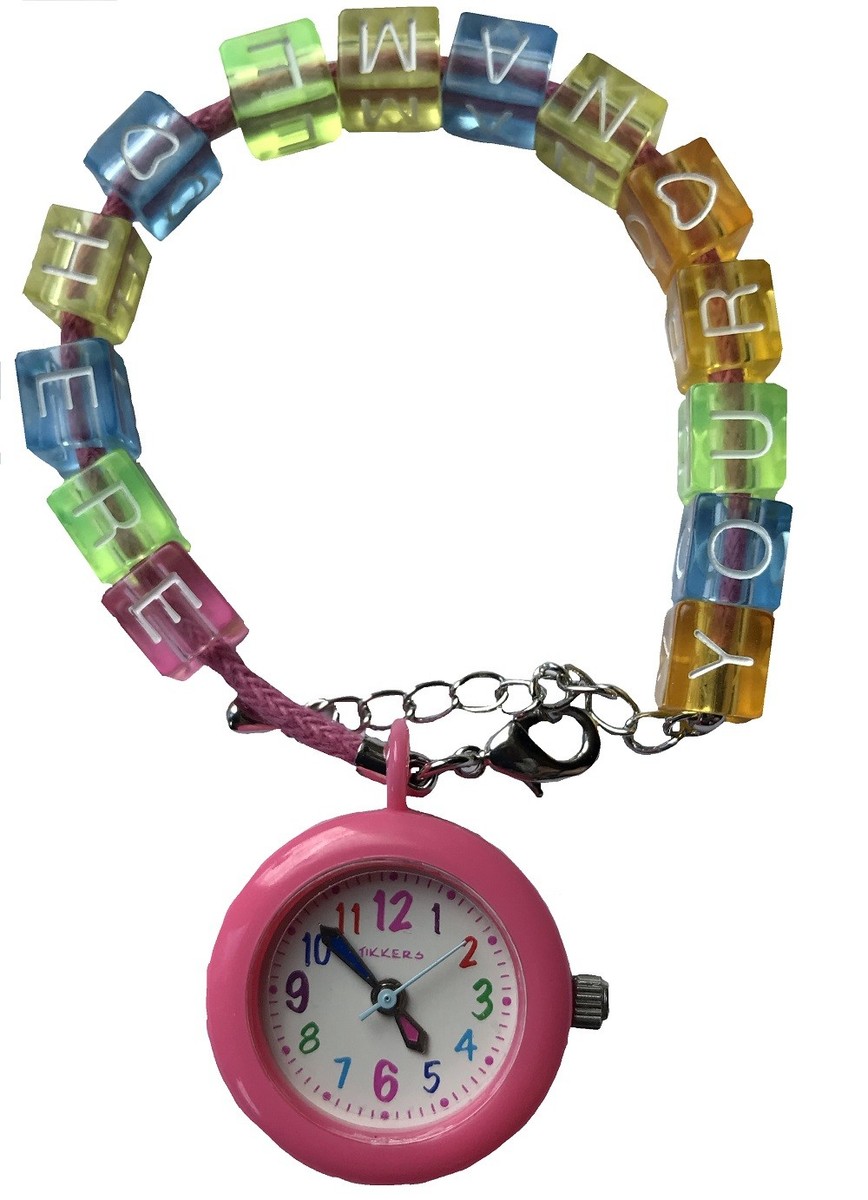 Tikkers Mädchen Rosa Anhänger Armbanduhr Mit Anpassbarer Block