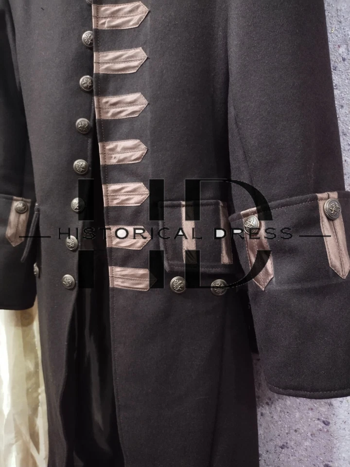 Nuevo abrigo de lana marrón colonial victoriano del siglo XVIII para hombre envío rápido Foto 2 de 4