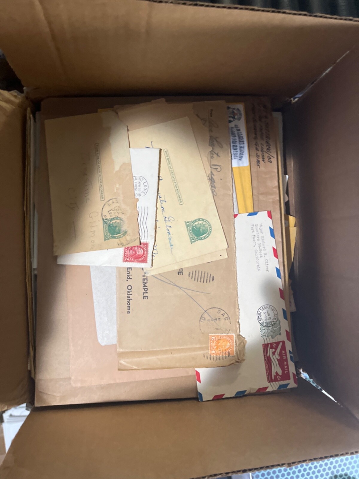 5 pounds of US postage stamps Box lot hoard on paper box filled to the