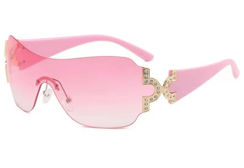 Pink Eyewear Women Sunglasses Shield Wrap Around Fashion Designer One Lens Shade - Picture 3 of 14