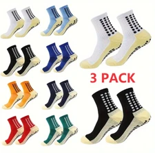 3 Pair Sport Socks Anti Slip W/ Grip Soccer Men Football Basketball Sock Premium