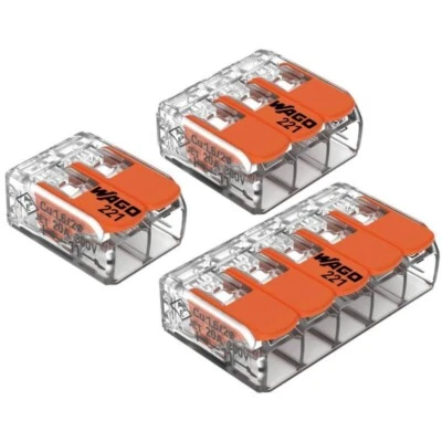 WAGO Klemmen 221-41x Verbindungsklemmen mit Hebel Hebelklemme COMPACT 0,2-4 mm²