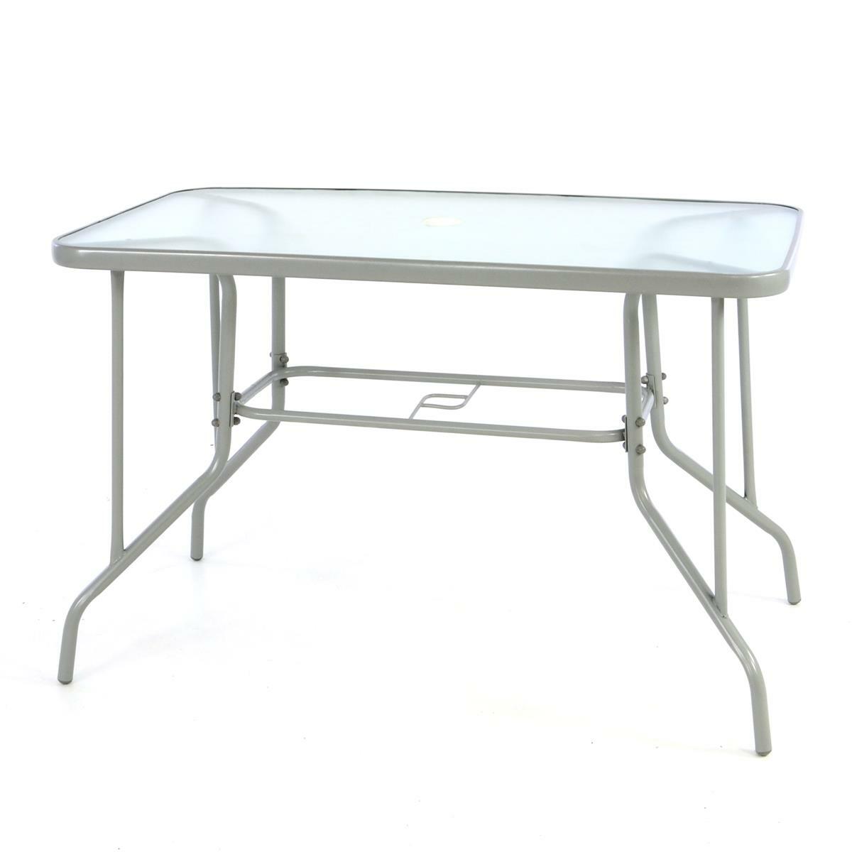 Bistrotisch eckig grau Balkontisch mit Glasplatte