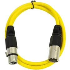 3 Foot Yellow XLR to XLR Patch Cable PA/DJ Mic Cord XLRM to XLRF