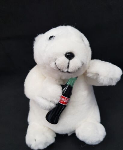Coca Cola polar bear holding coke bottle 1997 18cm Licensed Vintage Plush - Picture 1 of 12