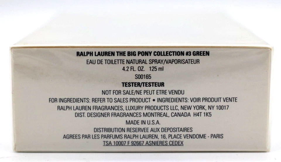 Ralph Lauren Big Pony Collection #3 verde para hombre EDT 125 ml/4,2 oz sellado Foto 2 de 4