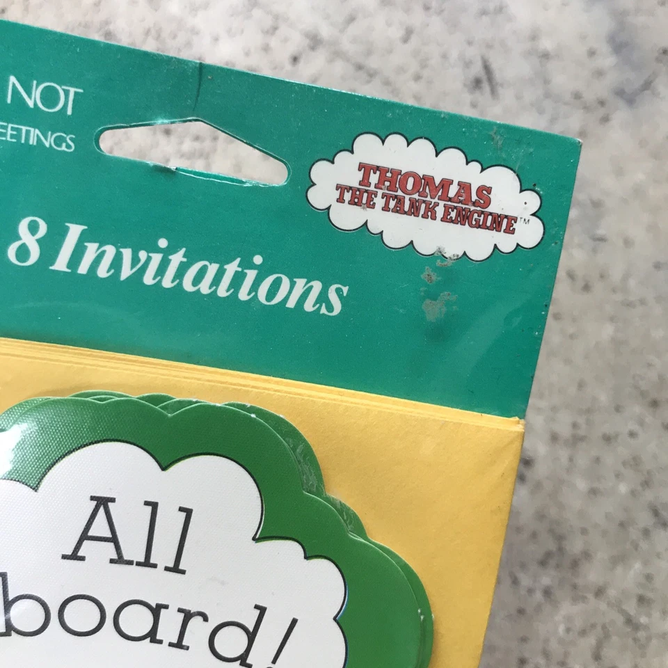 Convites de festa vintage de aniversário (8) American Greetings Thomas the Train 1991 - Imagem 3 de 4
