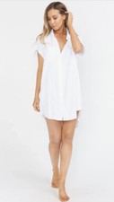 SHOW ME YOUR MUMU Martin White Stripe Shirt Dress Cover Up Large Bridal Pjs