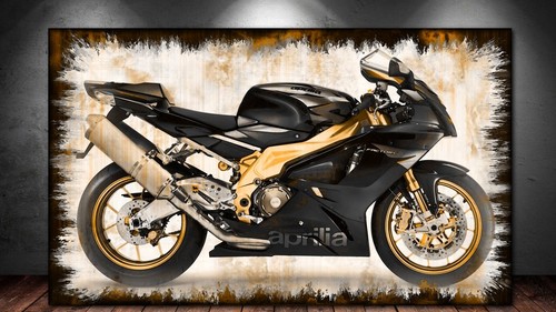 Poster Cartoon Paar Auf Motorrad Farbenfrohe Illustration Im Hochformat