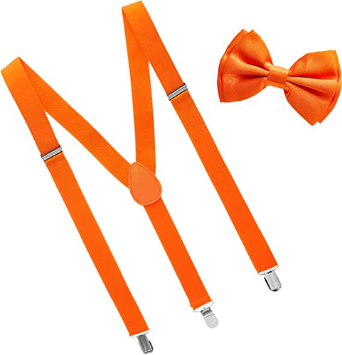 Orange Bow Tie Y Back Suspenders adjust child wedding stage performance dress up - Picture 10 of 16