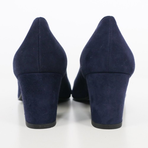 Stuart Weitzman Pumps Marymid Women 9.5M Suede Leather Navy Blue Block Heel $385 - Picture 9 of 11