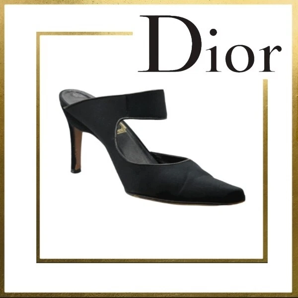 DIOR • Chaussures de soirée Mule à talons hauts en satin noir • Taille UE 36,5 / UK 3,5 • TRÈS BONNES CONDITIONS