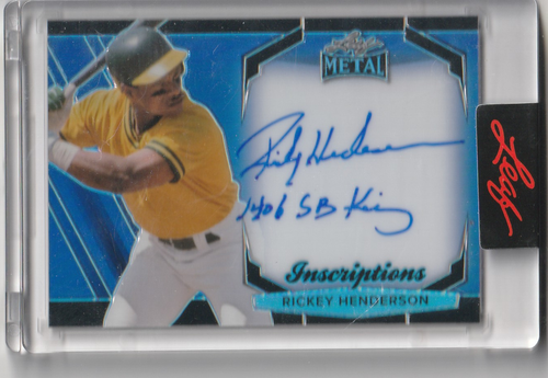 Carte Baseball Rickey Henderson 2025 Leaf Seasons In The Sun – Auto Holo Rose /7, Near Mint !