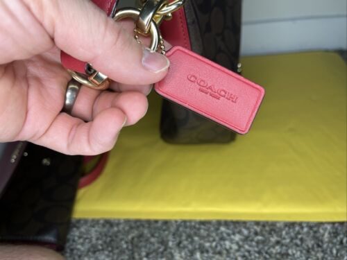 Coach Brown & Red Leather New York Purse, Handbag w/ Matching Wallet, Nice! 🔥 - Picture 8 of 11